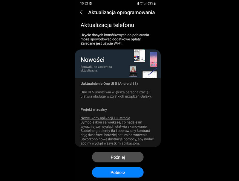 Android 13 dla Galaxy S22+