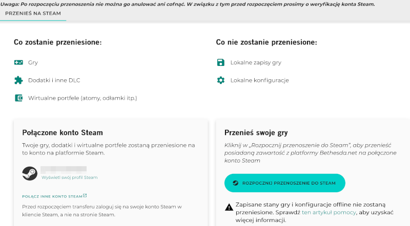 Migracja już działa. Przenieś wszystkie swoje gry z launchera Bethesda net na Steam