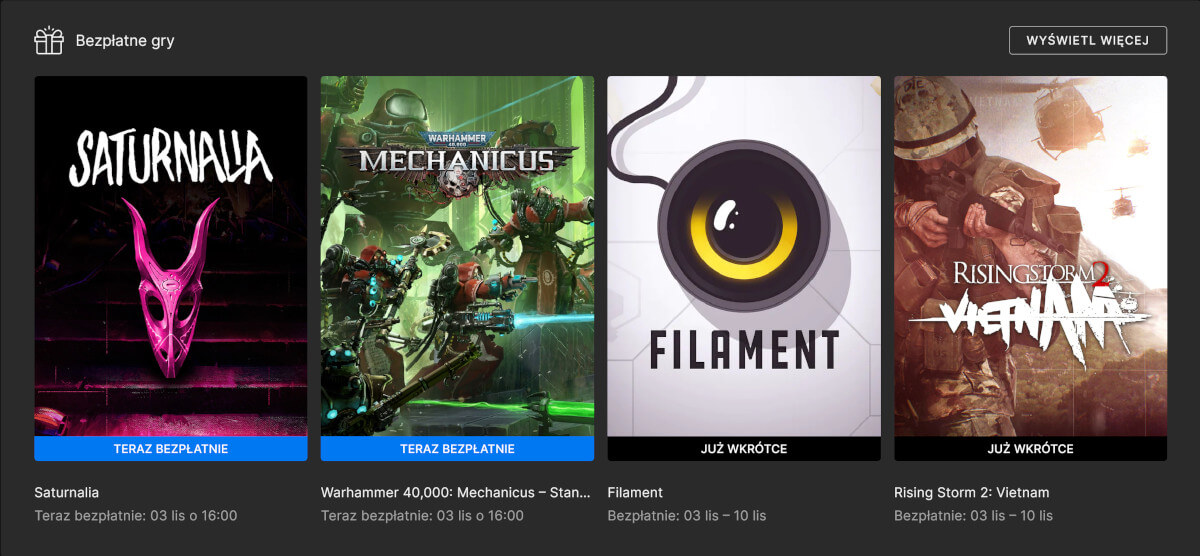 Warhammer 40k i włoska nowość od razu na premierę za darmo w Epic Games Store
