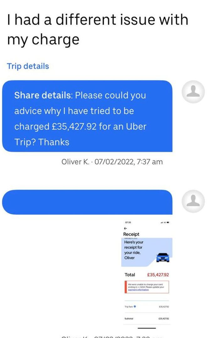 uber rachunek