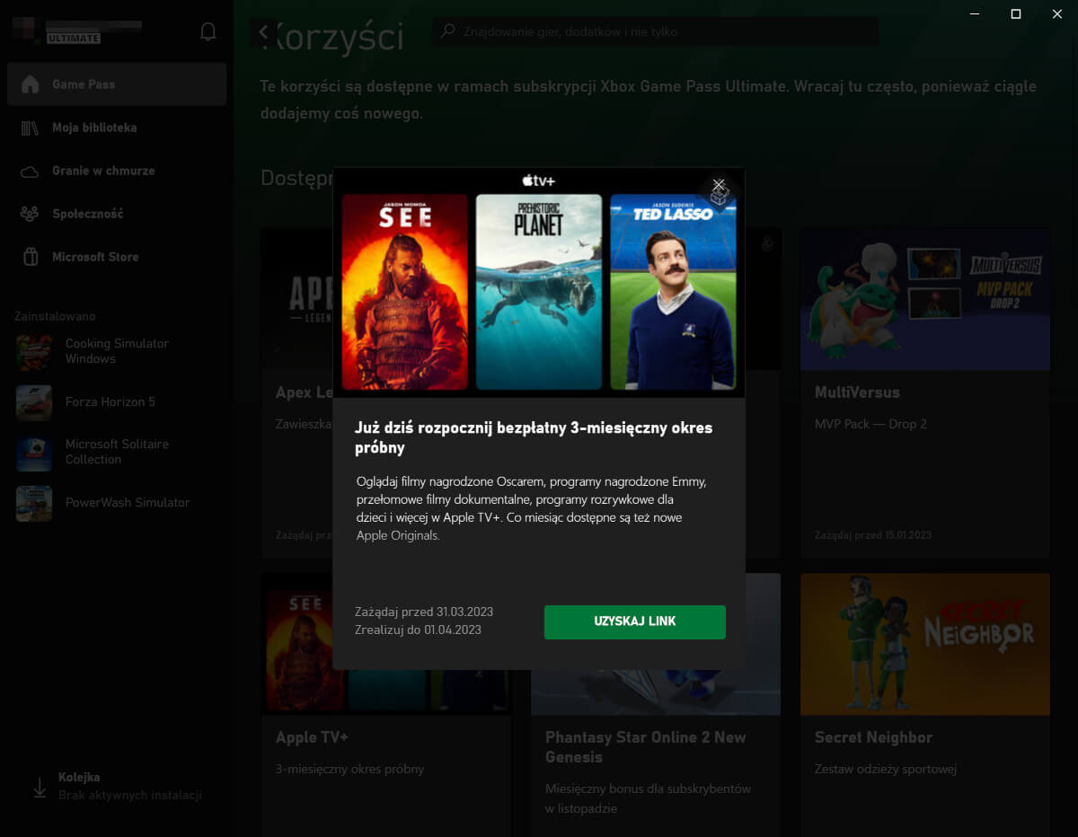 Masz Xbox Game Pass Ultimate? Odbierz 3 miesiące Apple TV+ i Apple Music za darmo