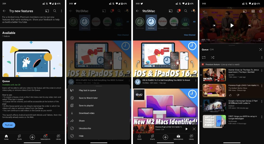 youtube kolejka android