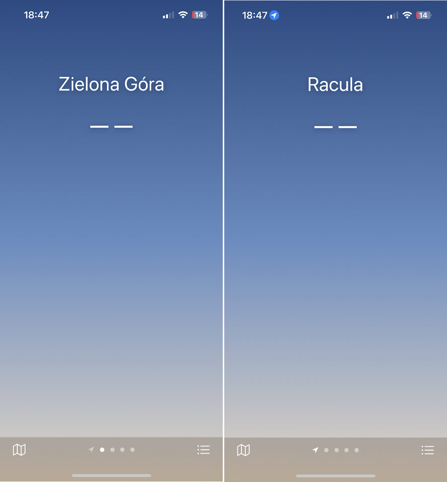 Aplikacja Pogoda bez danych pogodowych