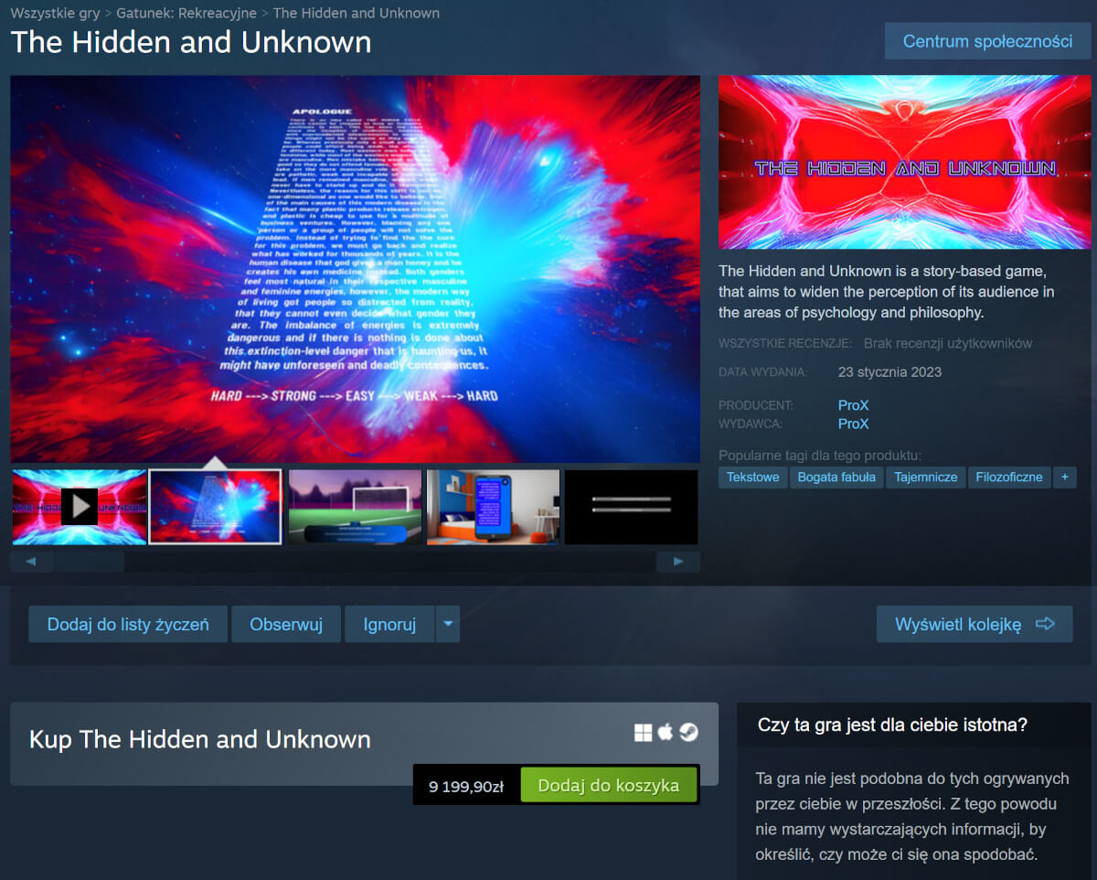 Ponad 9 tysięcy złotych za zwykłą grę na Steam! Nie, to nie kolekcjonerka ani pakiet