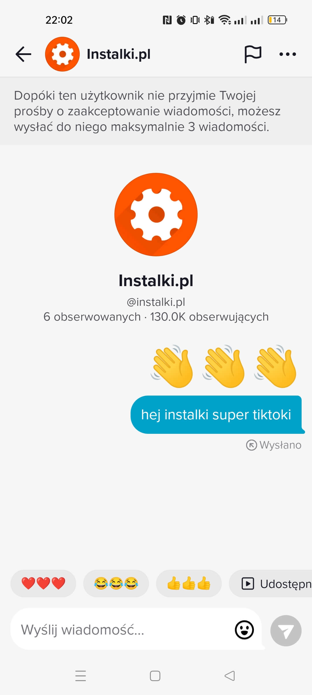 tiktok wiadomosci wysylanie 2