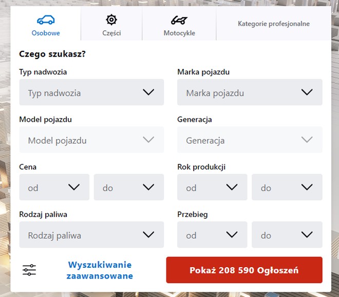 otomoto wyszukiwarka pojazdow