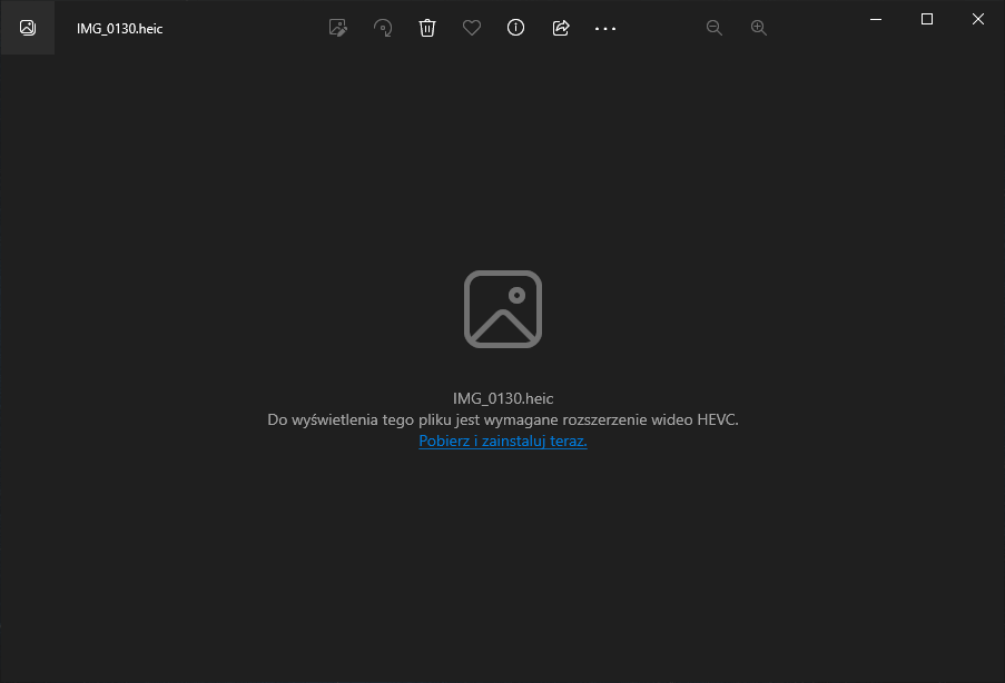 Wymagane roszerzenie wideo HEVC