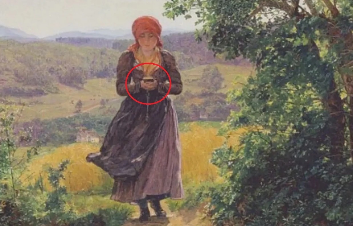 smartfon na obrazie z 1860 roku