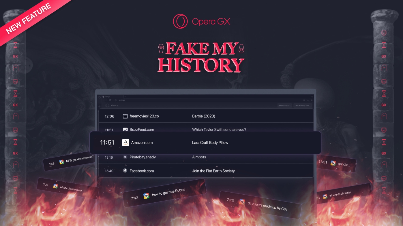 opera gx fake my history