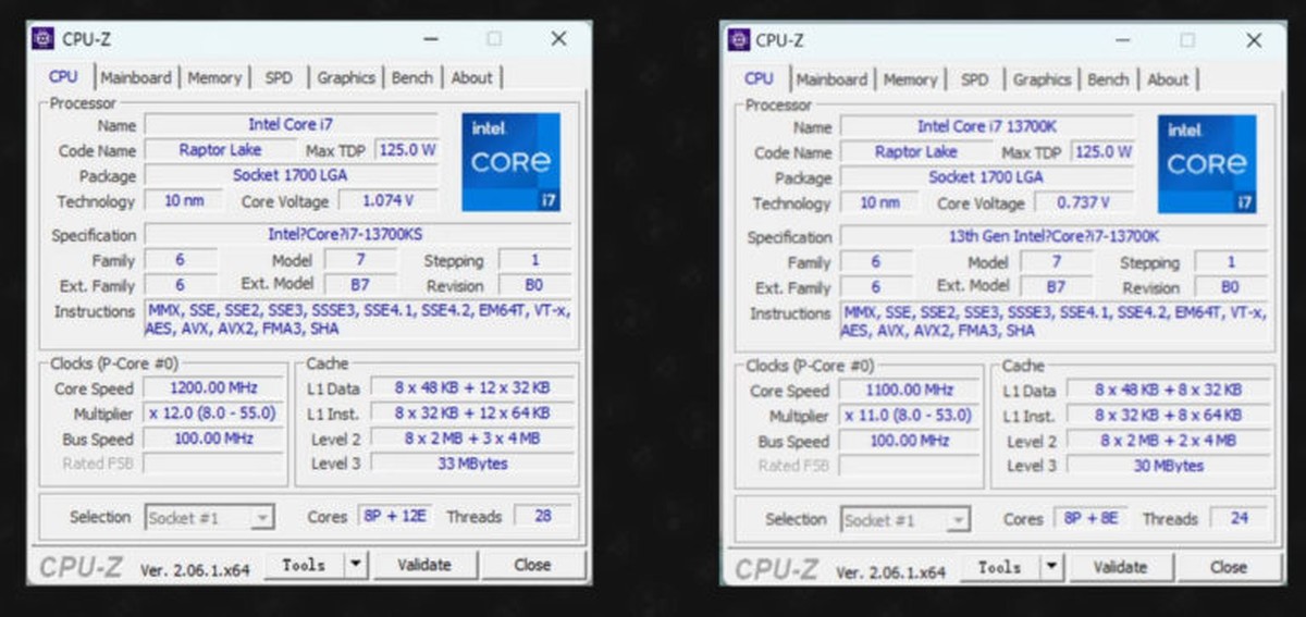Intel Core i7-14700K vs i7-13700k