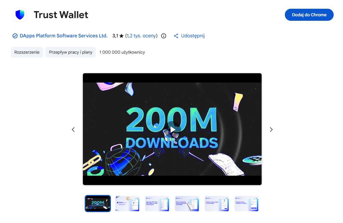 Ukradli 7 milionów dolarów w kryptowalutach. Wtyczka Trust Wallet zhakowana