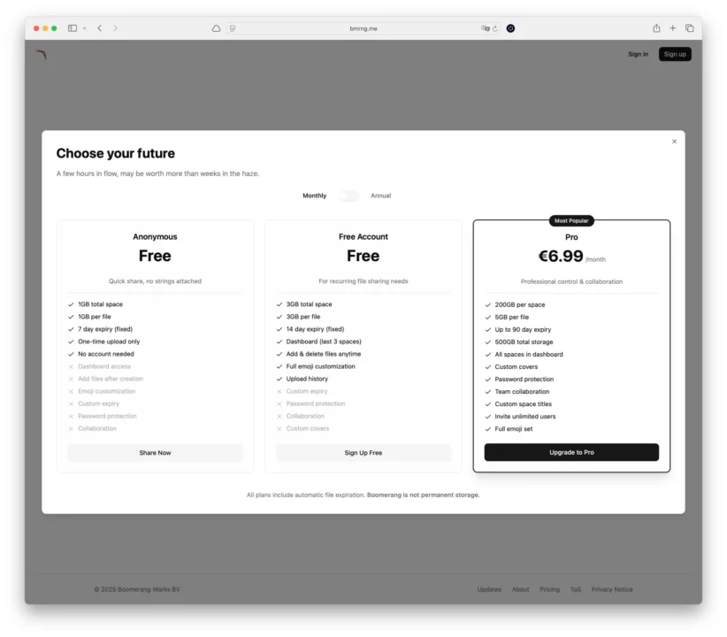 Boomerang WeTransfer