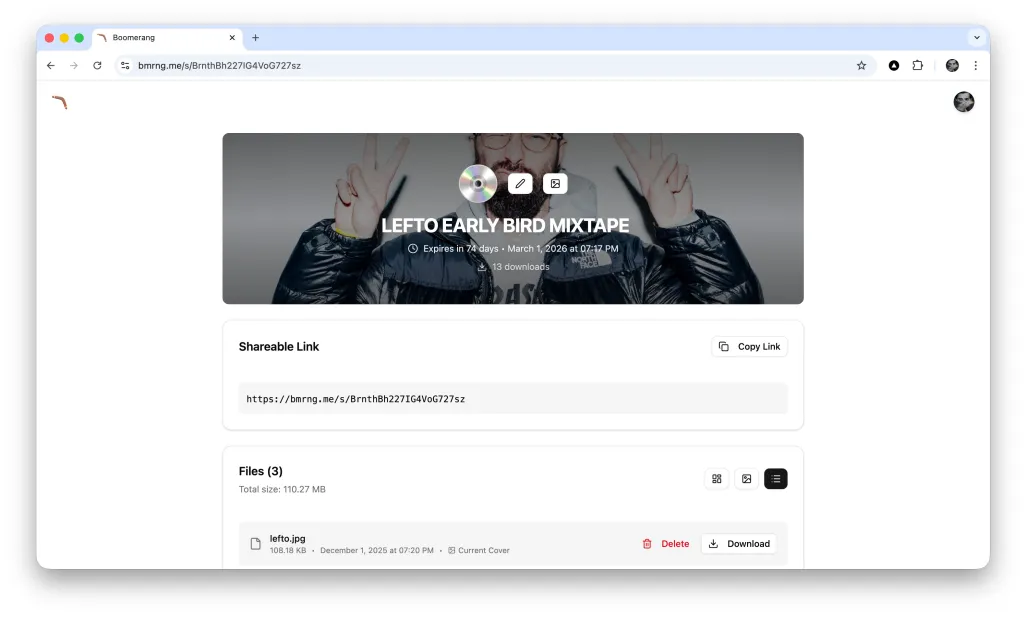Boomerang WeTransfer