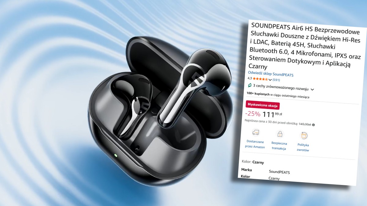 Potężna promocja na bezprzewodowe słuchawki SoundPEATS. Teraz za 111 złotych