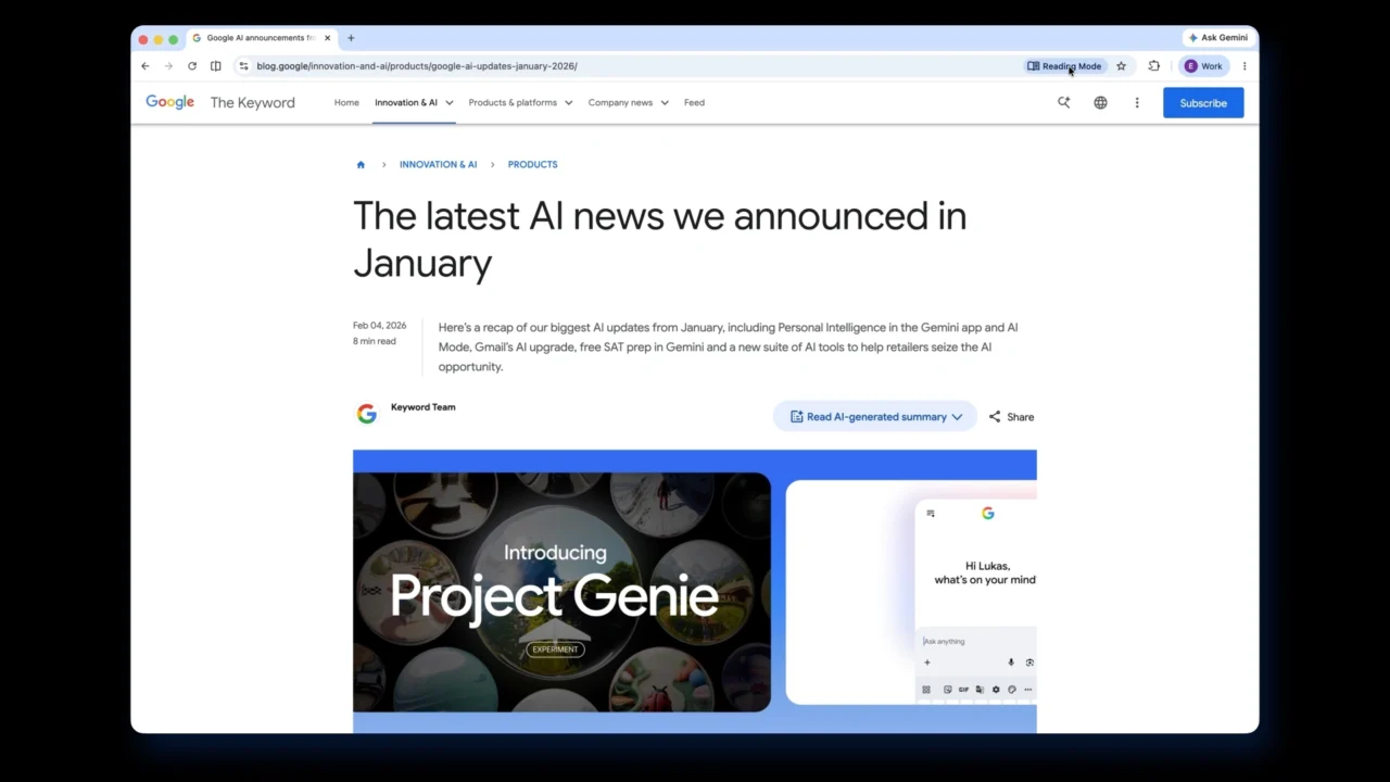 tryb czytania chrome