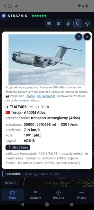 Screeny z aplikacji "Strażnik"