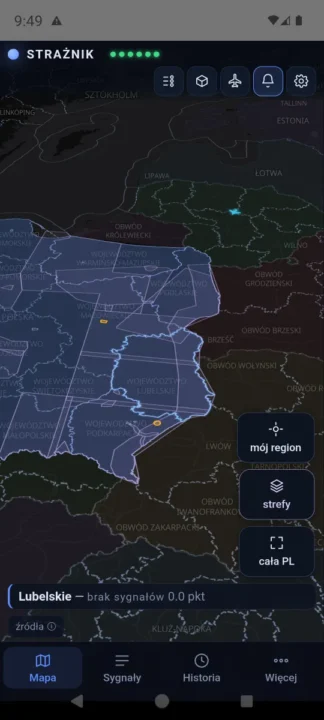 Screeny z aplikacji "Strażnik"