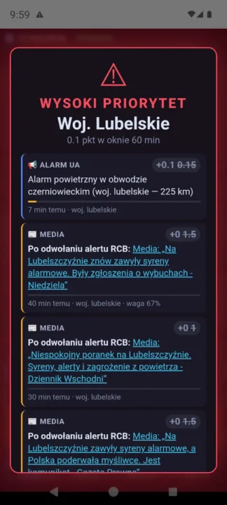 Screeny z aplikacji "Strażnik"