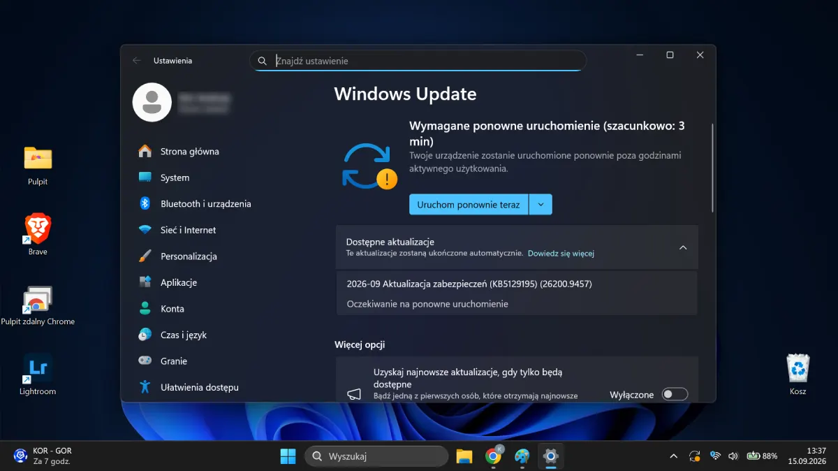 Aktualizacja jest już dostępna do pobrania. Źródło: screen Windows 11