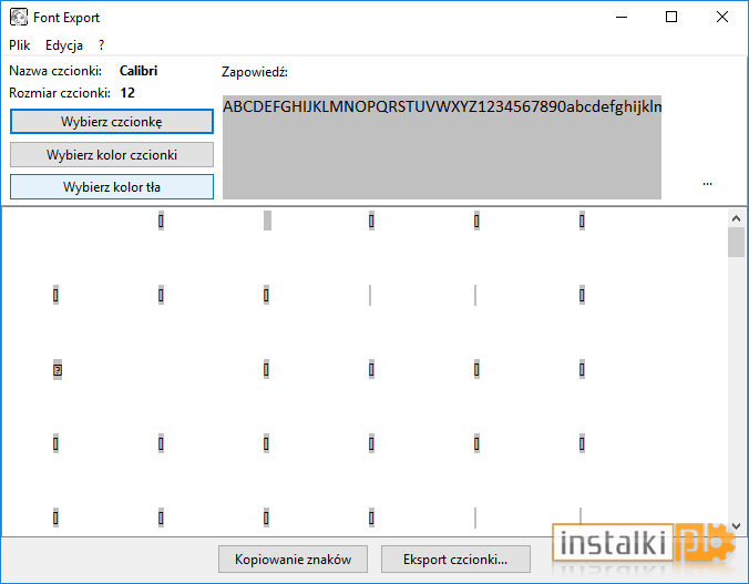 Alternate Font Export