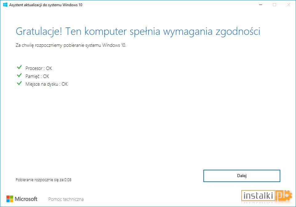 Asystent aktualizacji systemu Windows 10