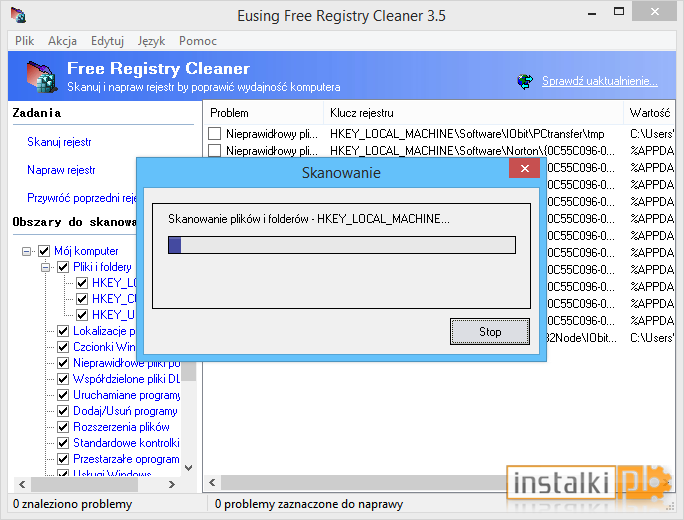 Program Eusing Free Registry Cleaner