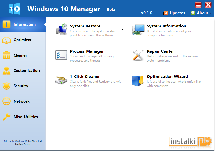 Okladka Windows 10 Manager