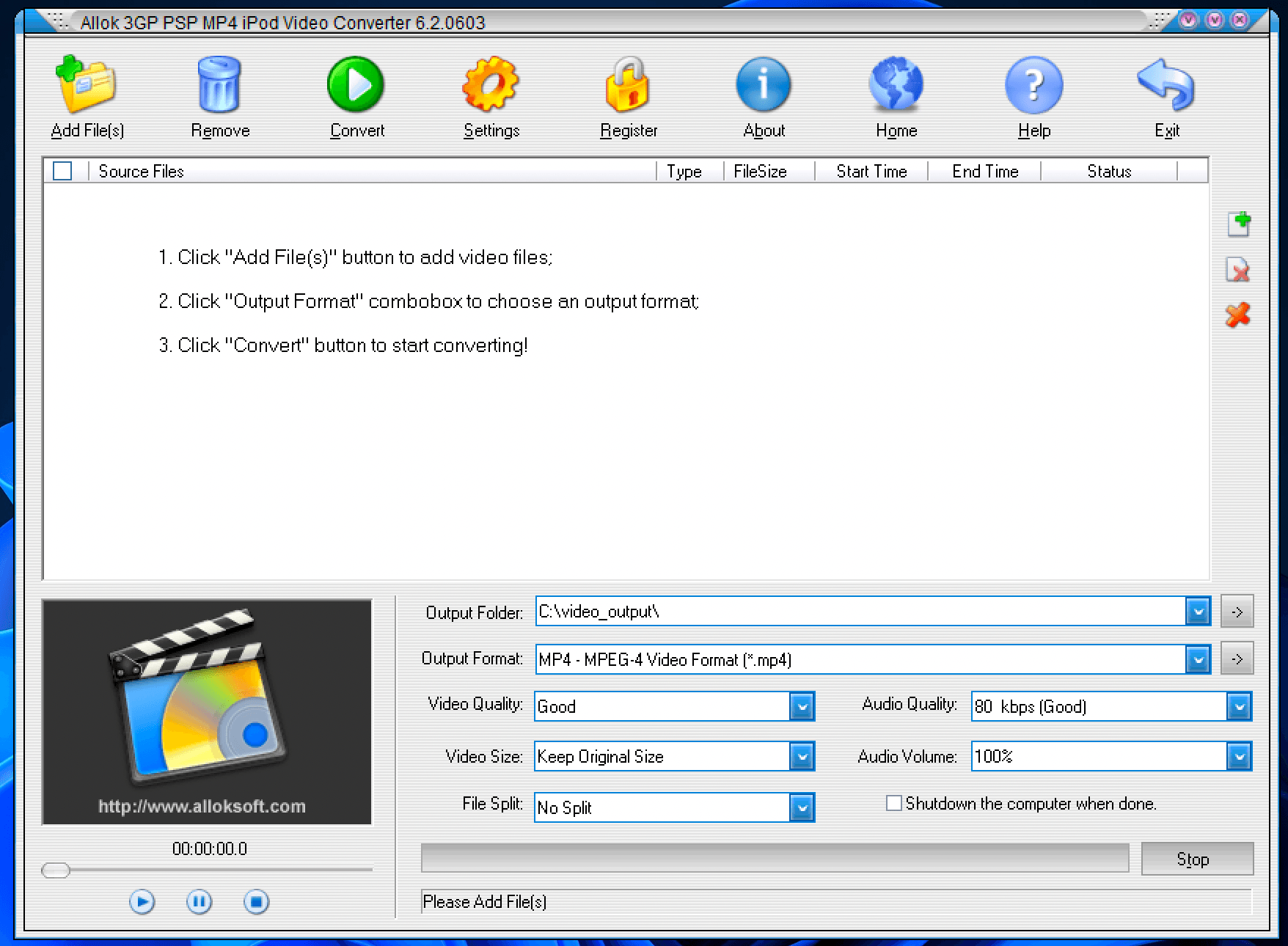 Okladka Allok 3GP PSP MP4 iPod Video Converter