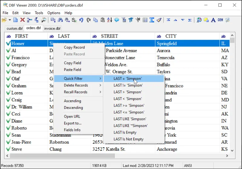 DBF Viewer 2000