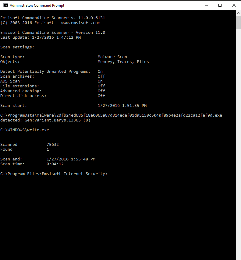 Okladka Emsisoft Commandline Scanner
