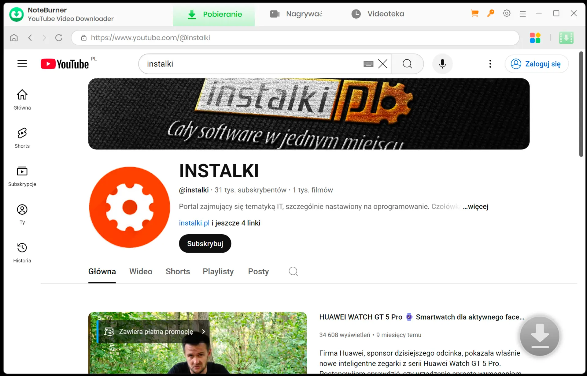 Okladka NoteBurner YouTube Video Downloader