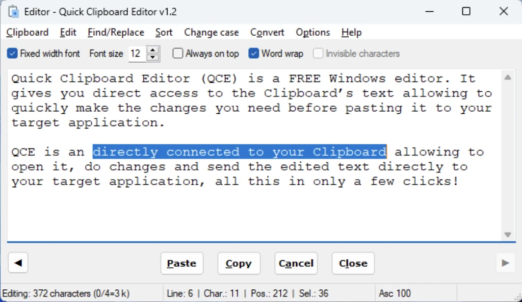 Quick Clipboard Editor