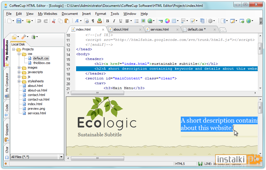Okladka CoffeeCup HTML Editor v18.0