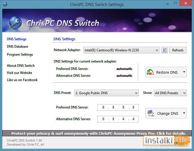 Okladka ChrisPC DNS Switch