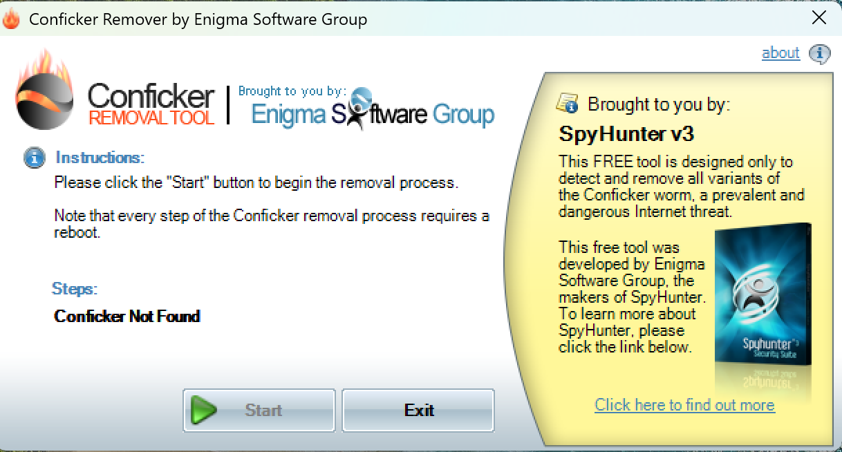 Okladka Conficker Removal Tool