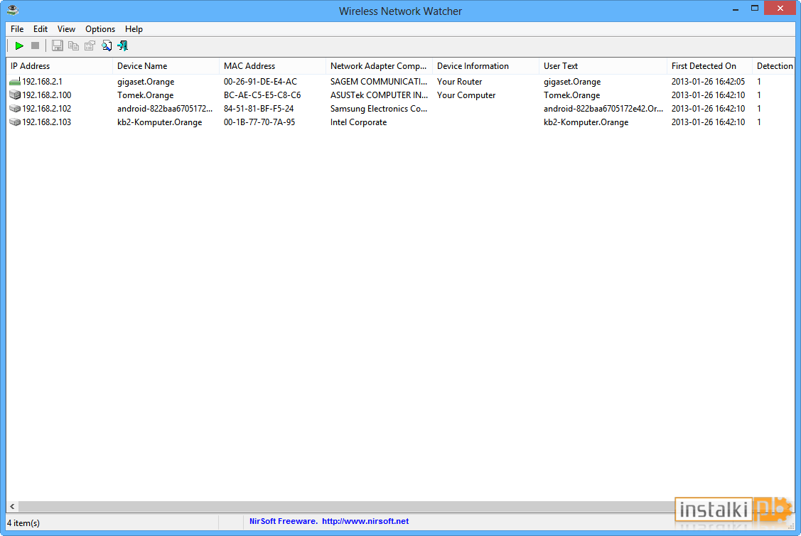 Okladka Wireless Network Watcher – spolszczenie