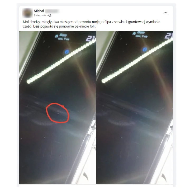 Uszkodzony Galaxy Flip