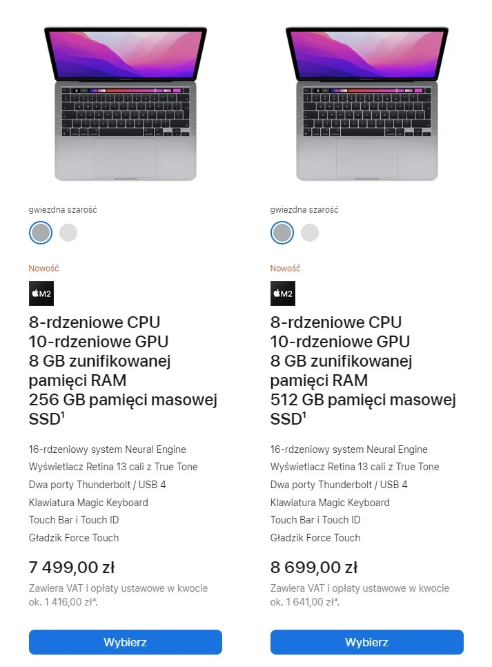 apple macbook pro 13 m2 ceny