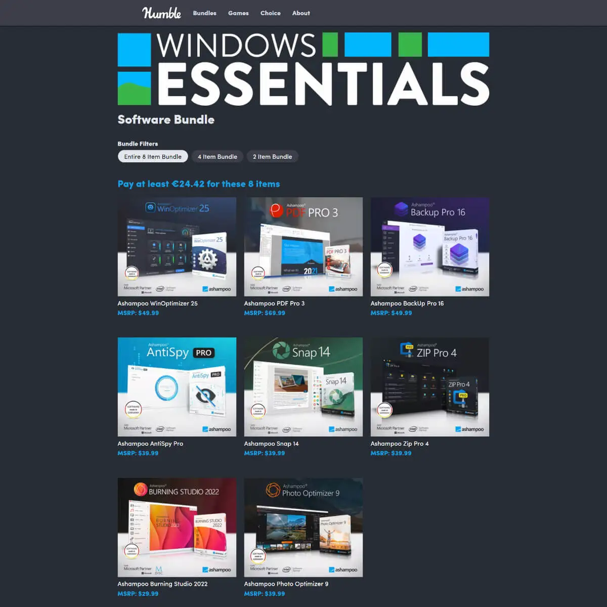 Humble Windows Essentials Bundle z programami Ashampoo wartymi 360 dolarów