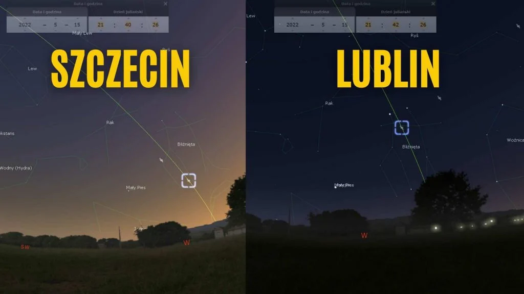 nocne niebo szczecin lublin