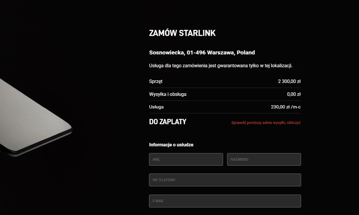 nowa cena starlink w polsce