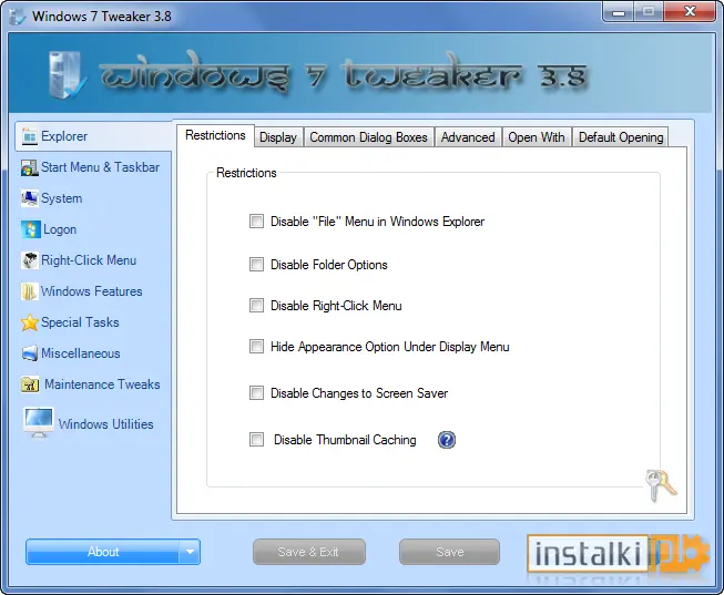 Okladka Windows 7 Tweaker