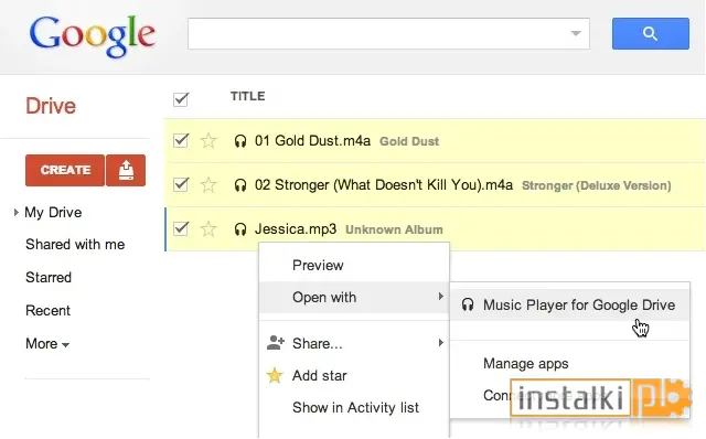 Music Player for Google Drive