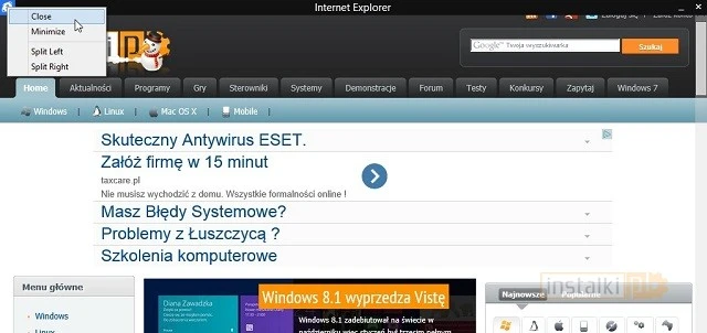 update 1 pasek aplikacji