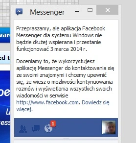 koniec facebook messenger