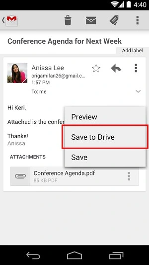 gmail android google drive