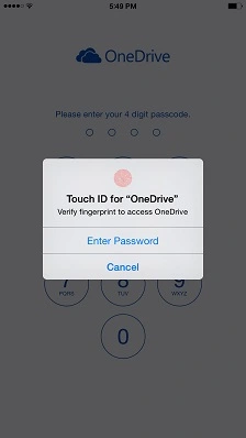 onedrive touch id
