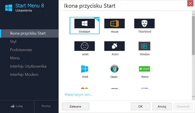 Start Menu 8 Ustawienia
