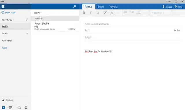 Aplikacja Mail dla Windows 10