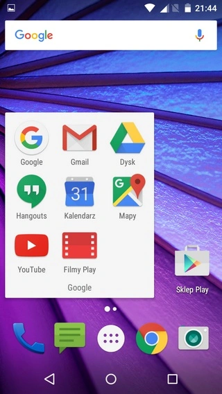 Moto G 2015 Folder z aplikacjami